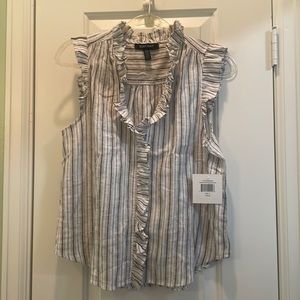 Ellen Tracy Striped Sleeveless Button-down